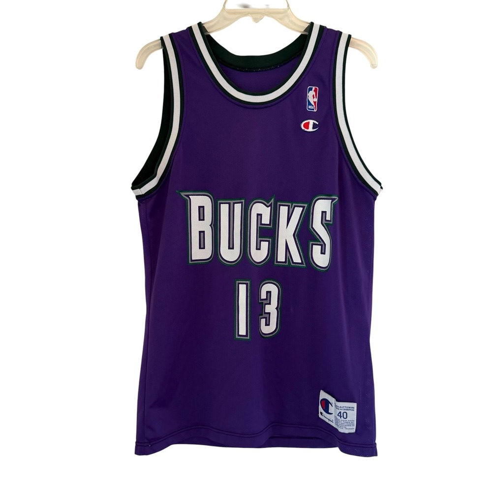 Champion Milwaukee Bucks Glenn Robinson 13 Jersey VTG 90s Purple NBA 40 Medium - Picture 3 of 10